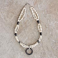 Jade and cultured pearl beaded necklace,