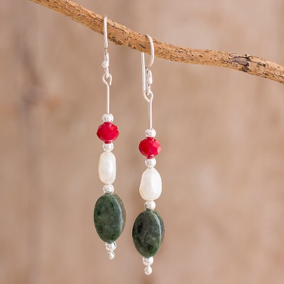 Jade and cultured pearl dangle earrings, Winning Combination