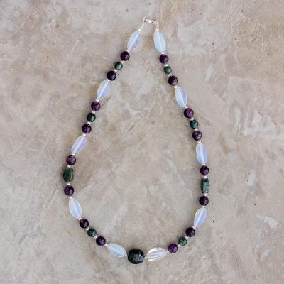 Multi-gemstone beaded necklace, Natural Fields