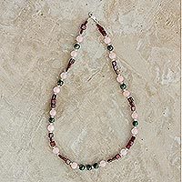 Multi-gemstone beaded necklace,