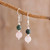 Jade and rose quartz dangle earrings, 'Fantastic Combination' - Jade and Rose Quartz Dangle Earrings from Guatemala thumbail