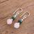 Jade and rose quartz dangle earrings, 'Fantastic Combination' - Jade and Rose Quartz Dangle Earrings from Guatemala (image 2b) thumbail