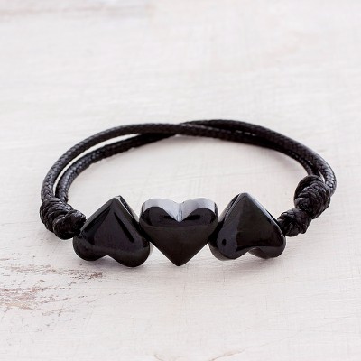 Jade pendant necklace, Maya Love in Black