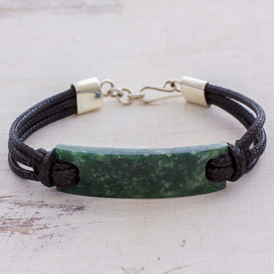Jade pendant bracelet, Monolith in Dark Green