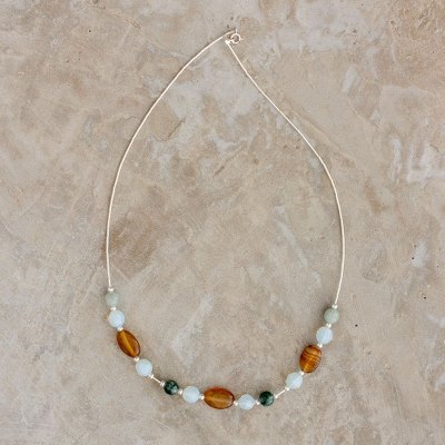 Jade and agate beaded necklace, Honey Elegance