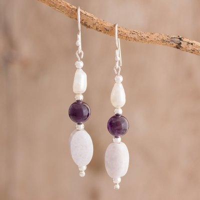 Multi-gemstone dangle earrings, Tenacious Beauty