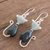 Jade dangle earrings, 'Cats of Love' - Two-Tone Jade Cat Dangle Earrings from Guatemala (image 2b) thumbail