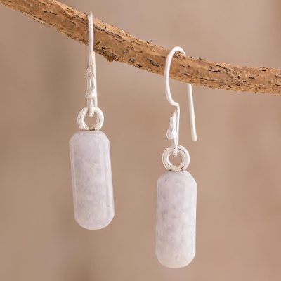 Jade dangle earrings, Lilac Tubes