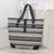Cotton tote, 'Cultural Contrast' - Striped Cotton Tote in Black and White from Guatemala thumbail