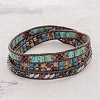 Glass beaded wrap bracelet,