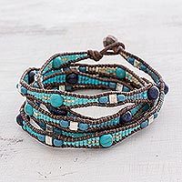 Lapis lazuli beaded wrap bracelet,