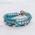 Glass beaded wristband bracelet, 'Pools of the City' - Glass Beaded Wristband Bracelet in Blue from Guatemala thumbail