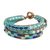 Glass beaded wristband bracelet, 'Pools of the City' - Glass Beaded Wristband Bracelet in Blue from Guatemala (image 2a) thumbail