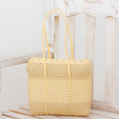 Recycled plastic shoulder bag, Cornsilk Picnic