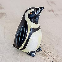 Ceramic figurine, 'African Penguin' - Hand Sculpted and Painted Ceramic African Penguin Figurine