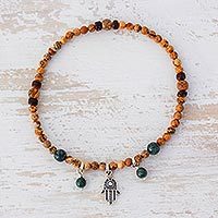 Jasper and jade beaded stretch anklet,