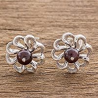Garnet stud earrings,