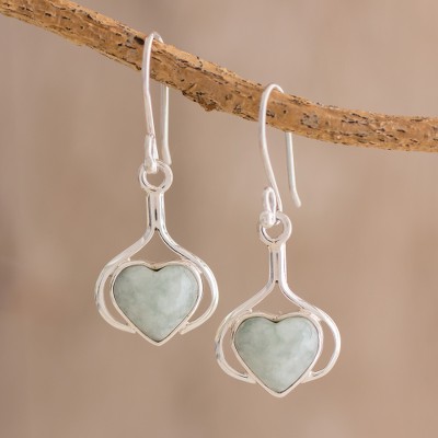 Jade dangle earrings, Love Fantasy in Light Green