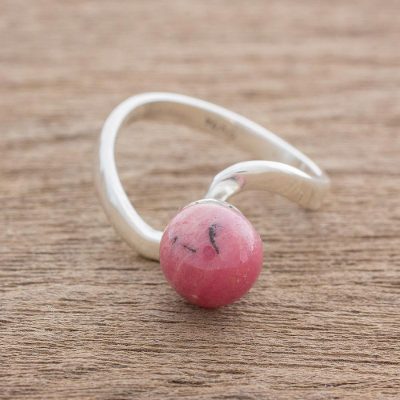 Rhodonite single-stone ring, Modern Twist