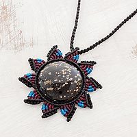 Obsidian pendant necklace,