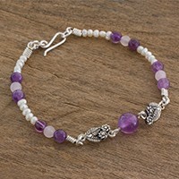 Multi-gemstone beaded pendant bracelet,