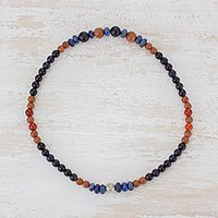 Multi-gemstone beaded stretch anklet,
