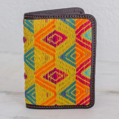 Leather accent cotton passport wallet, Diamond Splendor