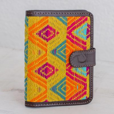 Leather accent cotton passport wallet, Colorful Splendor