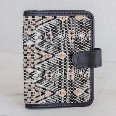 Leather accent cotton passport wallet, Guatemalan Kaleidoscope