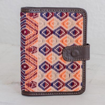 Leather accent cotton passport wallet, Geometric Mirage