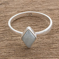 Jade single-stone ring, 'Love Rhombus in Light Green' - Rhombus Light Green Jade Single-Stone Ring from Guatemal