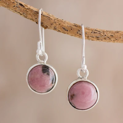Rhodonite dangle earrings, Soft Elegance