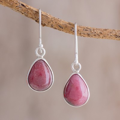Rhodonite dangle earrings, Drops of Harmony
