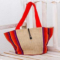 Cotton and jute tote handbag,