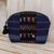 Cotton cosmetic bag, 'Tactic Stripes in Navy' - Handwoven Cotton Cosmetic Bag in Navy from Guatemala thumbail