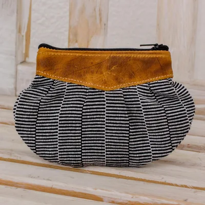Leather accent cotton clutch, Modern News