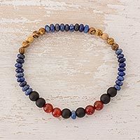 Multi-gemstone beaded stretch bracelet,