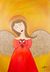 'Heart of an Angel' - Naif Style Acrylic Painting of Female Angel Holding Heart thumbail