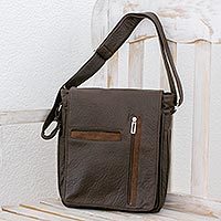 Faux leather messenger bag,