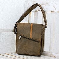 Faux leather messenger bag,