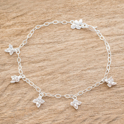 Sterling silver charm bracelet, Jacaranda Blooms