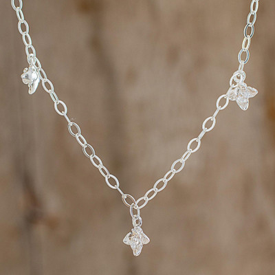 Sterling silver charm necklace, Jacaranda Blooms