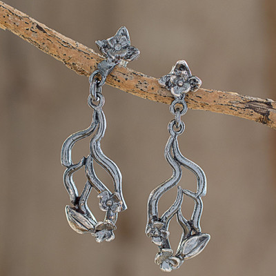 Sterling silver dangle earrings, Graceful Flowers