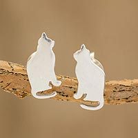 Sterling silver button earrings,