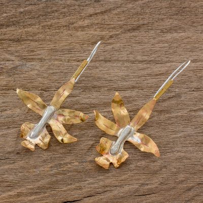 Bronze drop earrings, Untamed Orchid