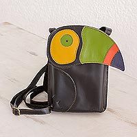 Leather sling handbag,