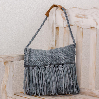 Recycled cotton blend shoulder bag, Woven Clouds
