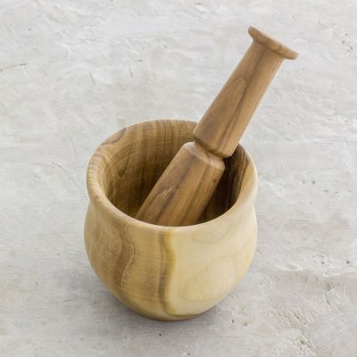 Teakwood mortar and pestle, Flavor Released (pair)