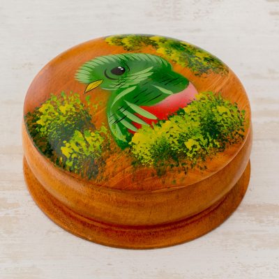 Cedar decorative box, Curious Quetzal