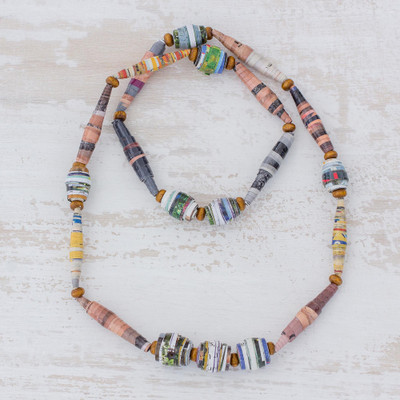 Recycled paper beaded necklace, Rejuvenate